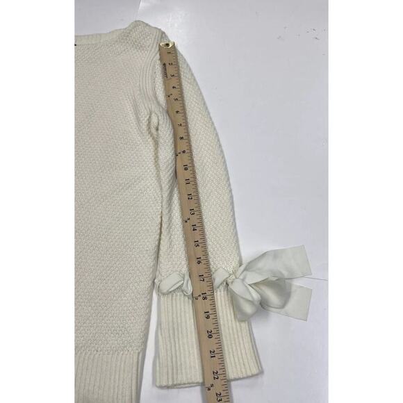 Talbots MP Lambswool Blend Ivory Pullover Sweater Ribbon Bow Sleeved Artsy - Picture 12 of 12